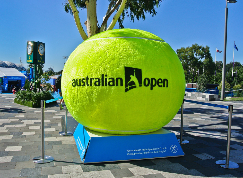 Melbourne,,Australia, ,January,21:,A,Huge,Tennis,Ball,Decorated