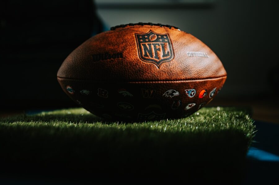 New,York,,Usa,,September,11,,2023:,Nfl's,Trademark:,Leather,Ball