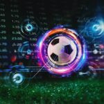 Soccerball with football online bet analytics and statistics background