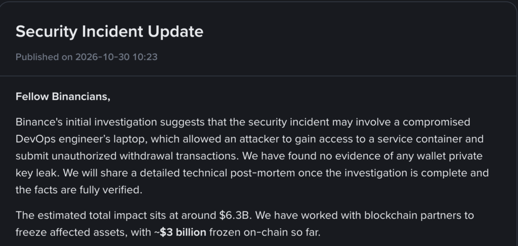 Binance Update